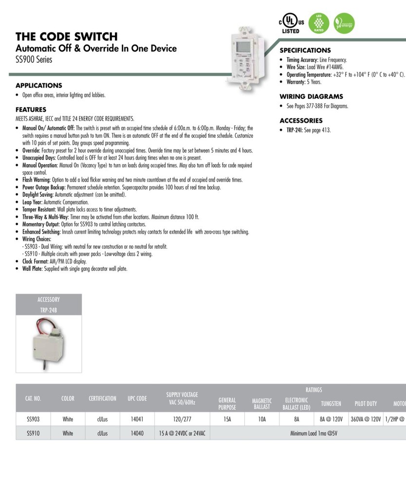 🔴(QTY 2) Tork SS903 Digital In-Wall Timer Switch White Code Override ‼️