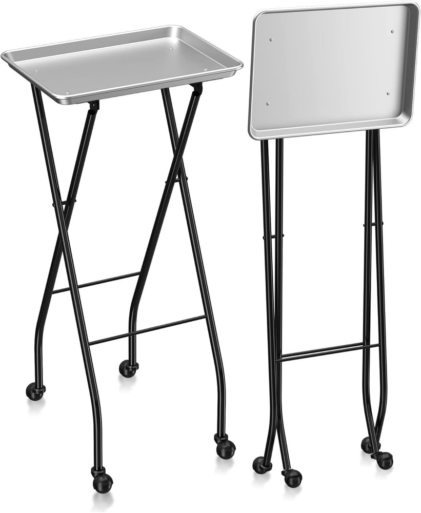 Aluminum Foldaway Folding Service Tray on Wheels