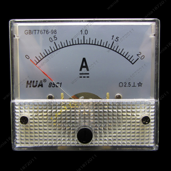 DC 2A Analog Ammeter Panel Pointer AMP Current Meter Gauge 85C1 0-2A DC