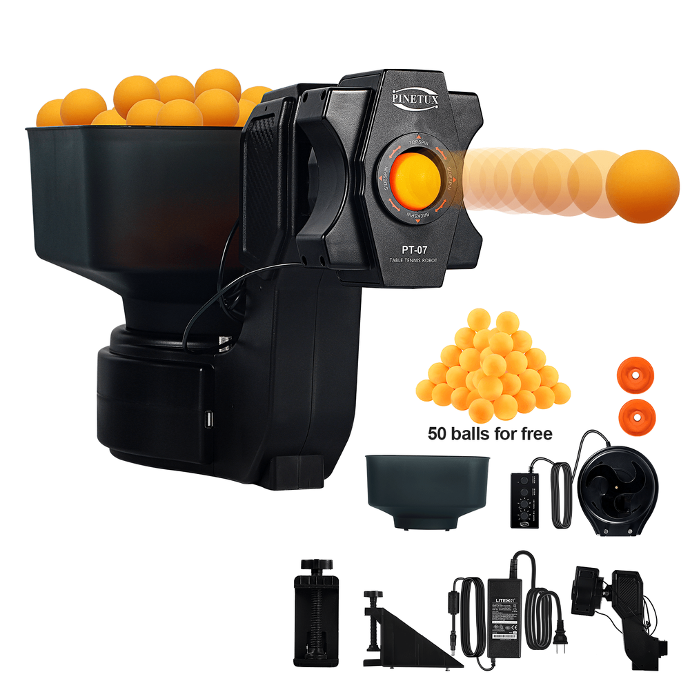 PT-07 Ping Pong Table Tennis Robot Automatic Ball Machine for Training Exercise