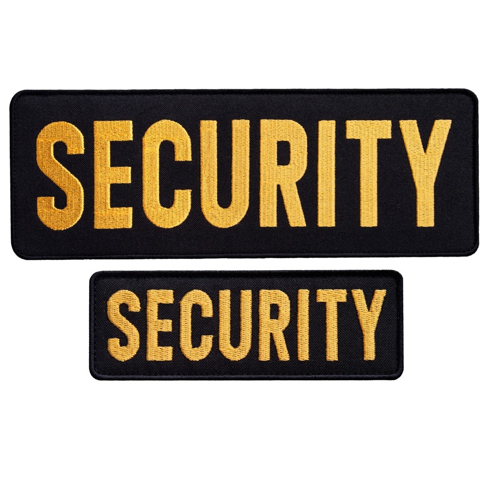 2-Piece Embroidered Security Patch for Vest, Jacket, Hook & Loop, Large & Small