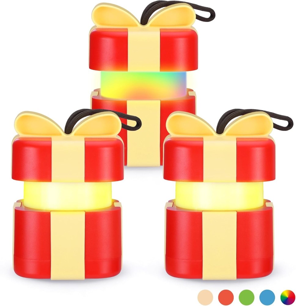 EverBrite 3PC Christmas Gift Box Lantern 5 Light Mode Holiday Decoration Present