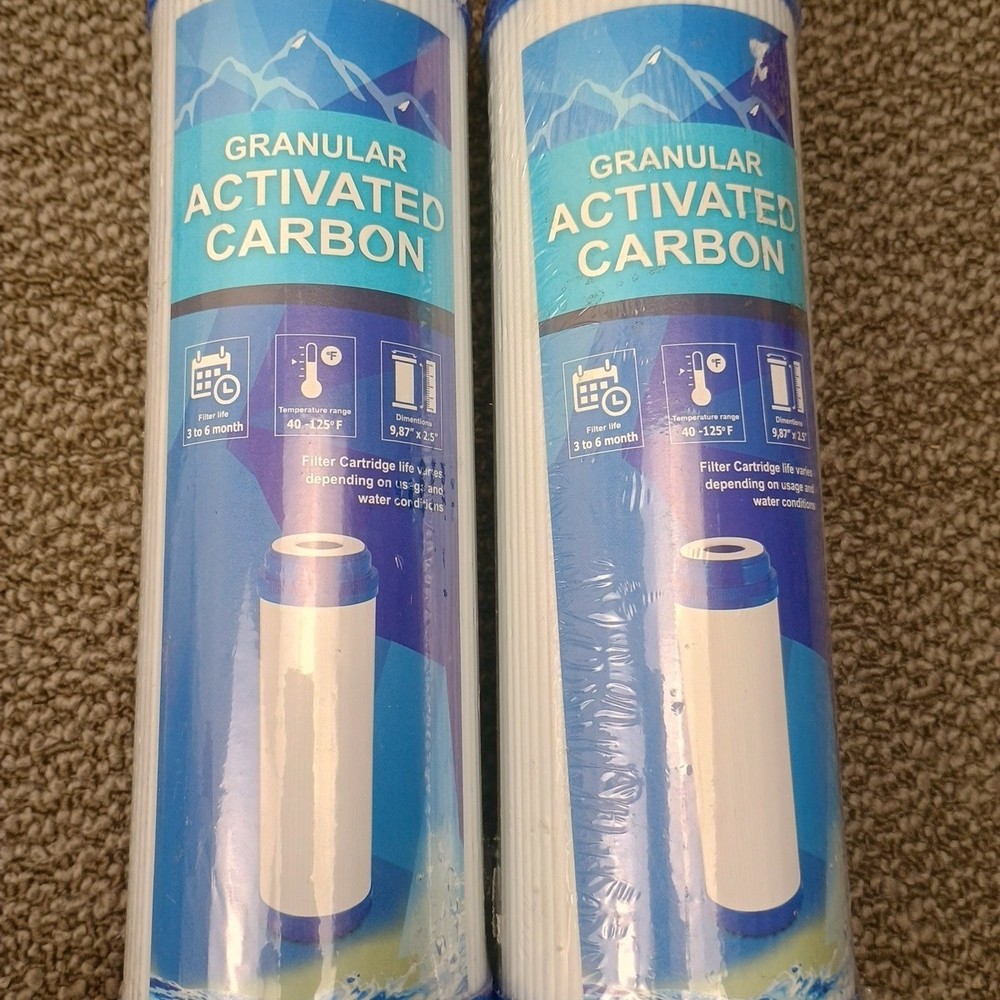 Granular Activated Carbon Filter 9.875 inch x 2.5 inch 2 Pack (READ description)