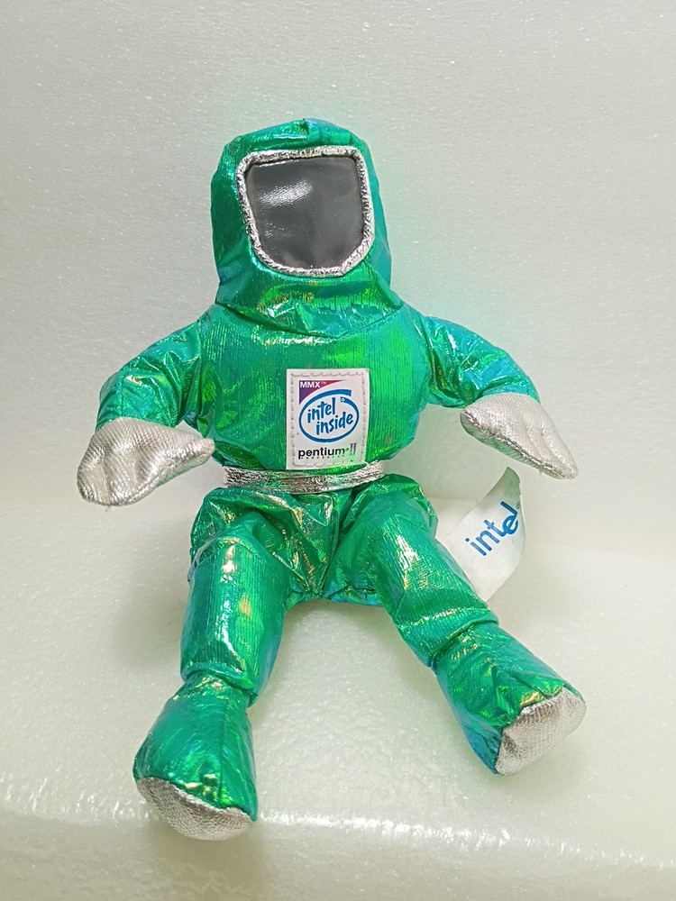 Intel Inside Pentium II Metallic Green Spaceman Suit Plush ~ Perfect Condition