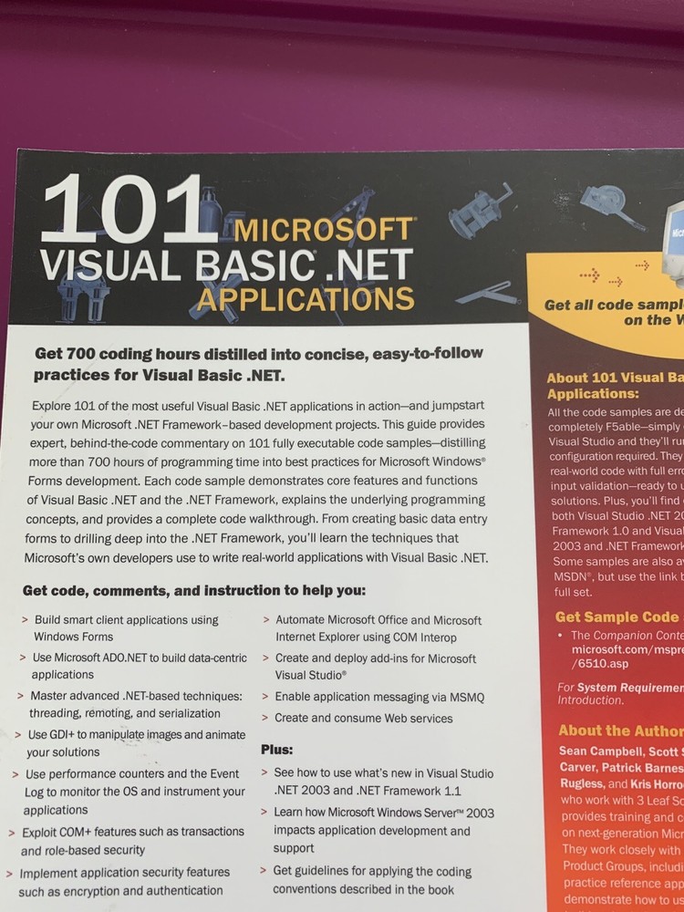 New Sealed microsoft visual basic net resource kit CD Book Product Key