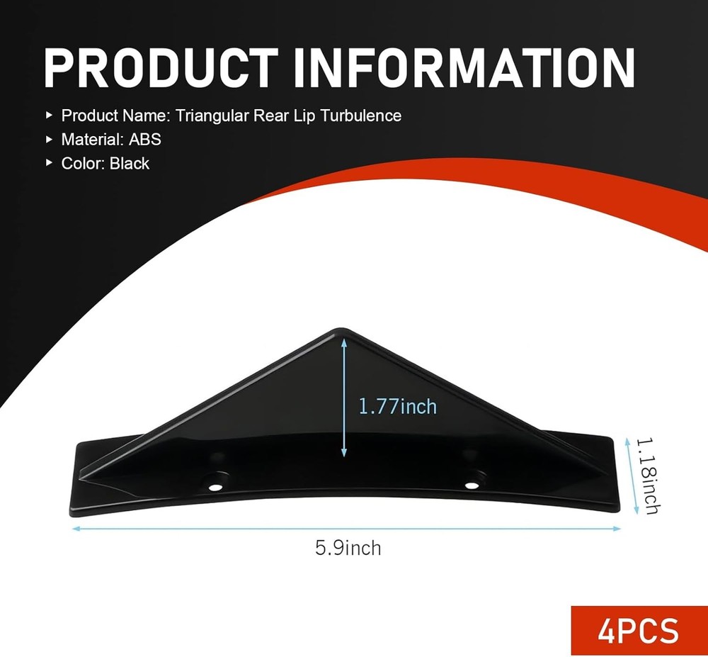 4 PCS Car Lower Bumper Lip Diffuser, Anti-scratch Triangular-shap Color: Black