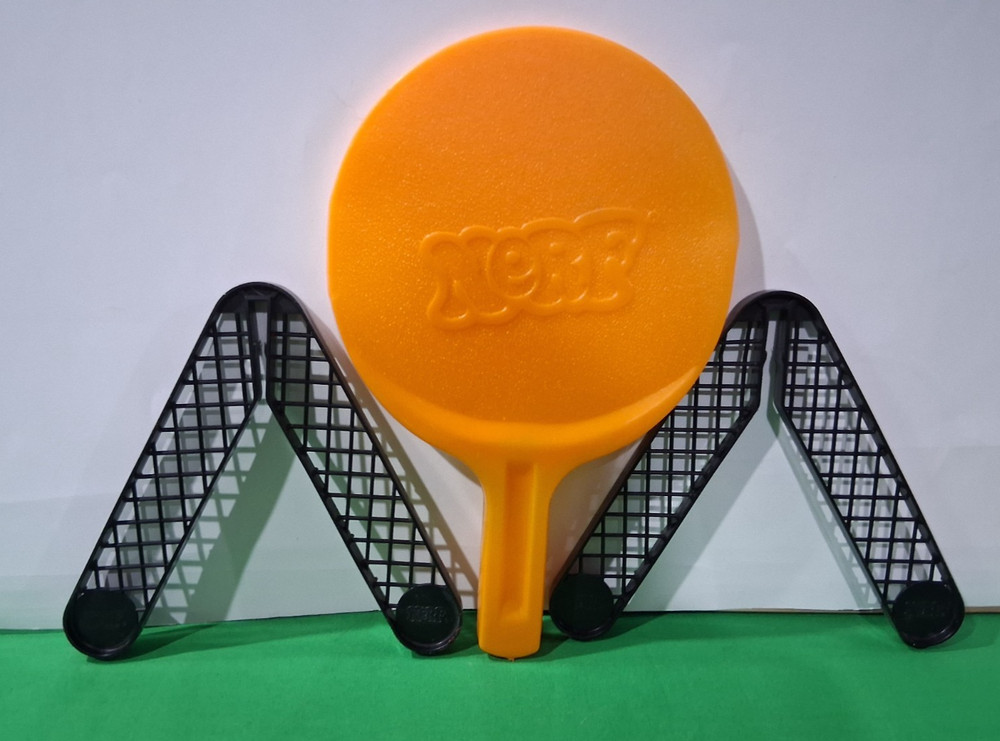 Vintage Nerf Ping Pong Table Tennis Game Replacement Paddle + Net Ends