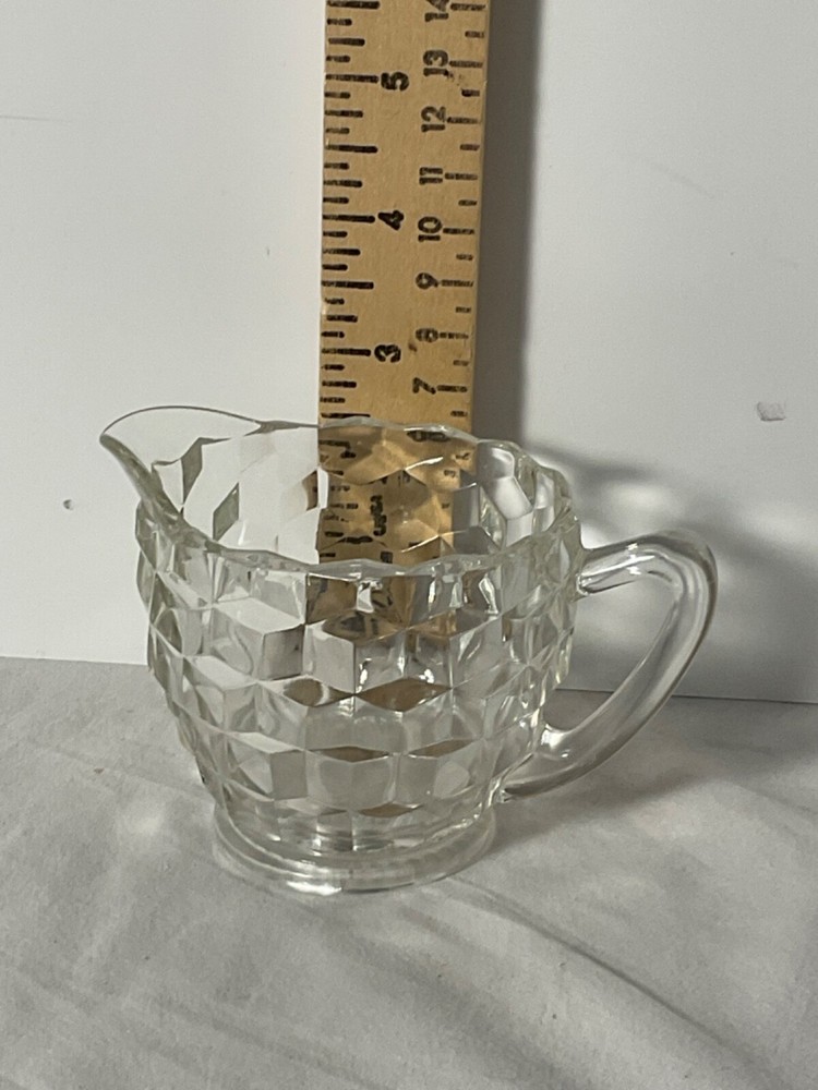 Cube design clear glass creamer