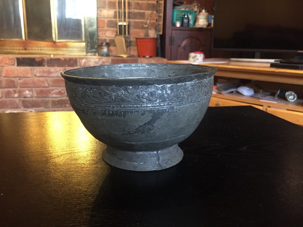 Antique Middle Eastern Tinned Copper Bowl