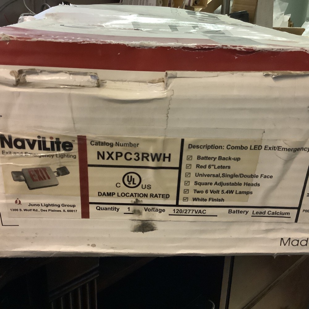 Juno/Navilite NXPC3RWH Combo LED Exit/Emergency Light (NIB)