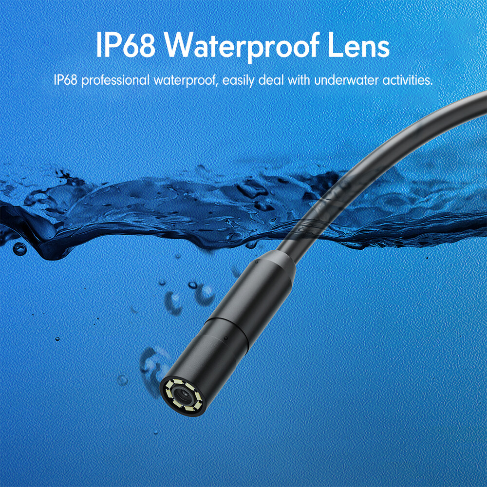 8 LED Light Borescope Endoscope Snake Inspection Camera IP68 for iPhone iPad