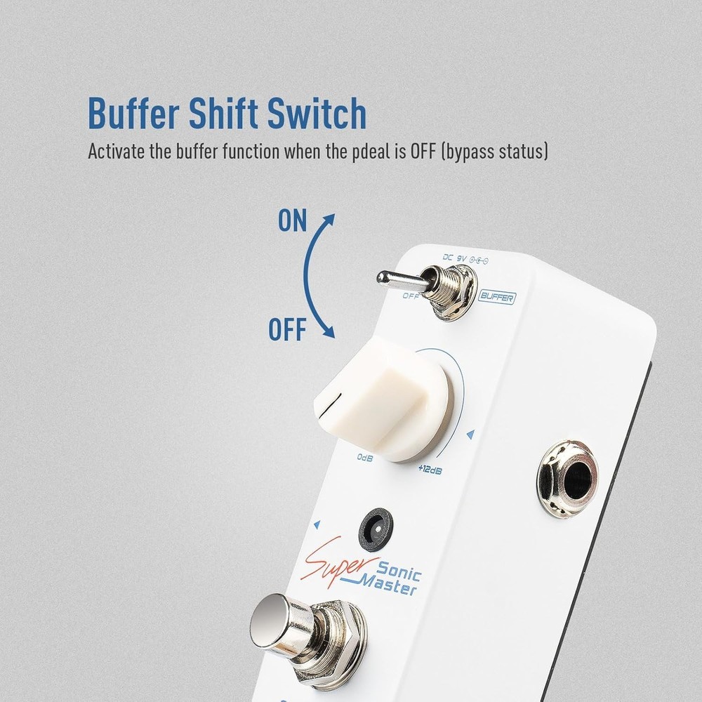 Professional Clean Boost Guitar Pedal with Buffer & 9V Compatibility - Sonic
