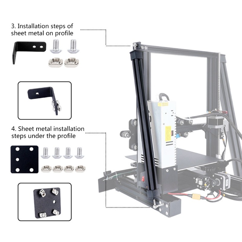 3D Printer Supporting Pull Rod Set Stable Tie Rod Kit for Ender-3/ 3S