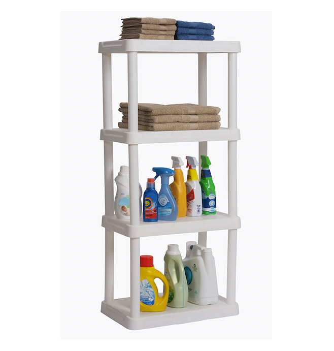 Project Source Plastic 4-Tier Shelving Unit Shelves Shelf Storage Racks Stand