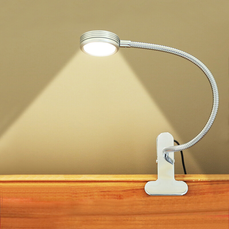 5W LED Reading Light Gooseneck Clamp Lamp Stepless Dimmable Switch Plug-in USB