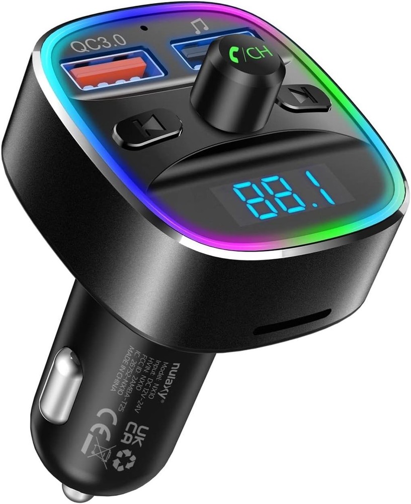 Bluetooth FM Transmitter with Dual USB Charger & LED Light - Crystal Clear Audio