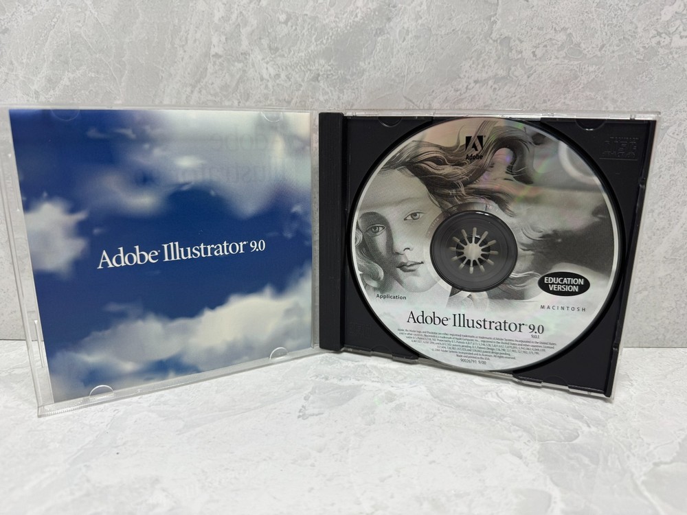 Adobe Illustrator 9.0 Education Version Mac CD w/ Serial Number Vintage 2000