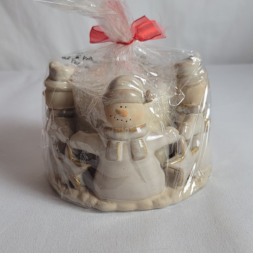 Ceramic Snowman Pillar Candle Holder And Candle