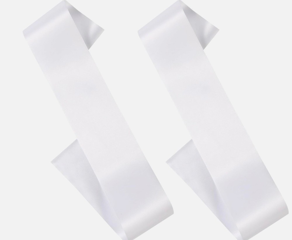 2 Pack Blank Sash White Sash Satin Sash, Plain Sash, Pageant Sash, Wreath Sash,
