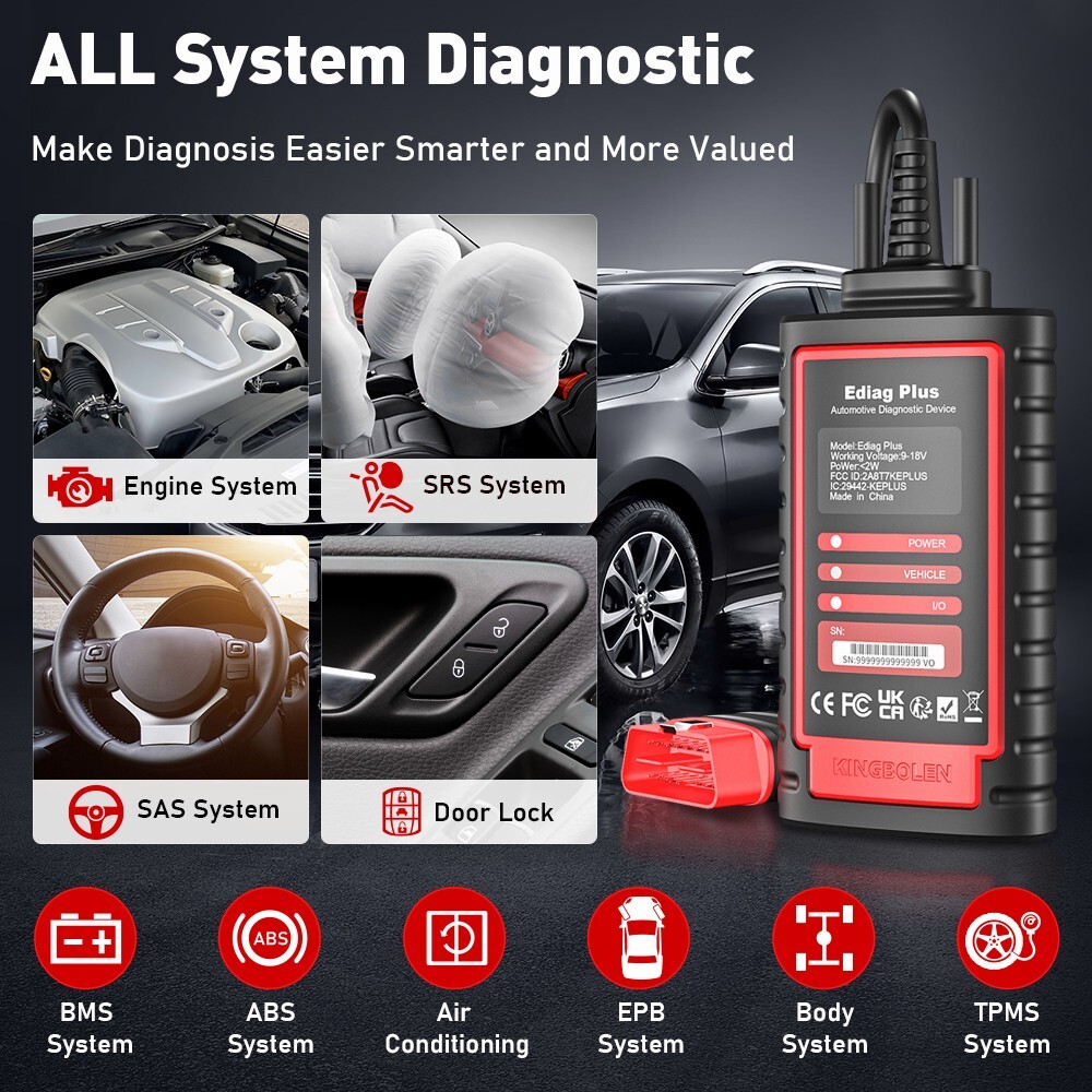 2026 KINGBOLEN Ediag Plus Bluetooth Scanner Car Diagnostic Tool Key ECU Coding