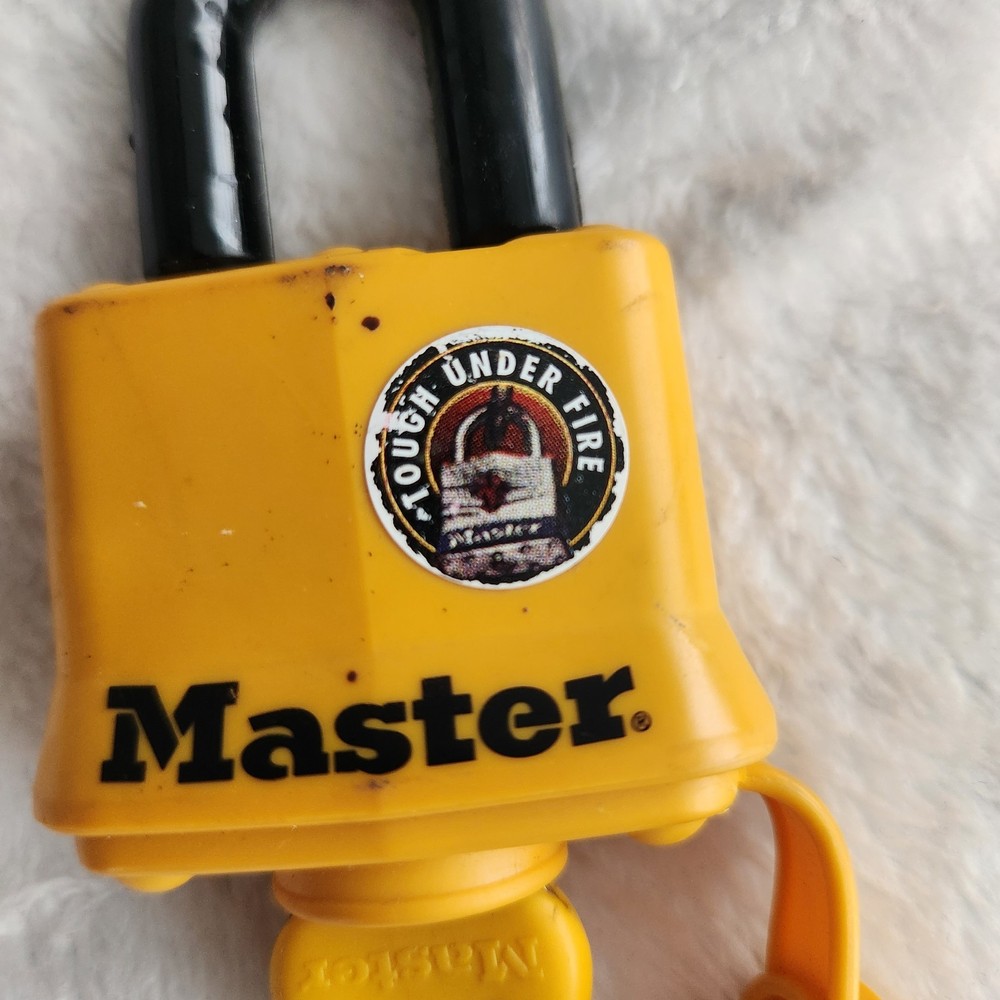 Master Lock Tough Under Fire Rubber Coated Pad Lock With One Key