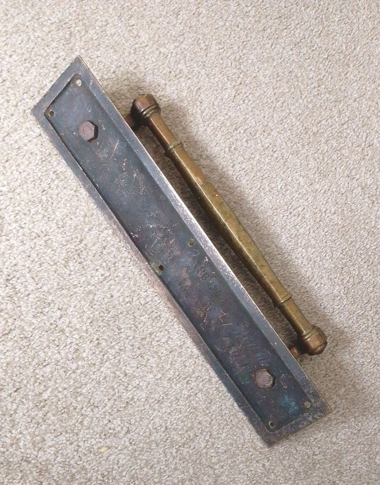 Victorian/Edwardian Antique Solid Brass Door Pull Handle Vintage LARGE 14.5"