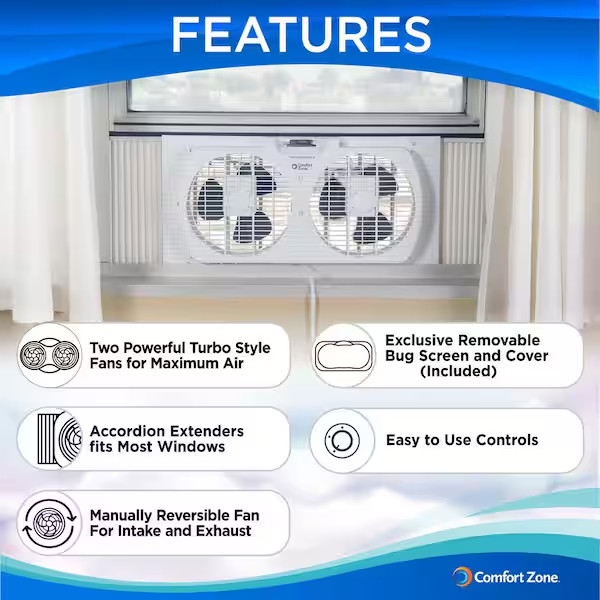9 In. Twin Window Fan with Manually Reversible Airflow Control