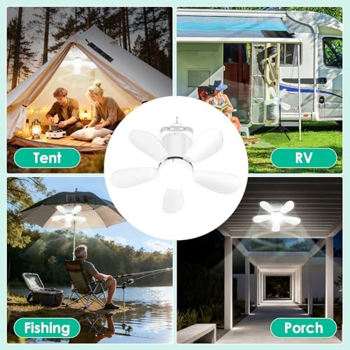 Solar Ceiling Fan Light, Foldable Solar Panel Portable Medium Ceiling Fan