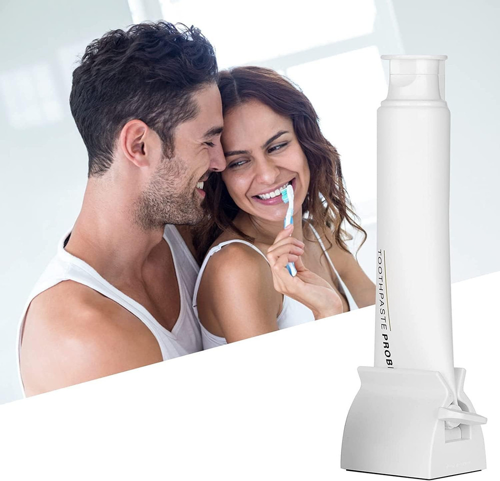 2Pcs-Rolling Tube Toothpaste Squeezer Toothpaste Seat Holder Stand for Bathroom