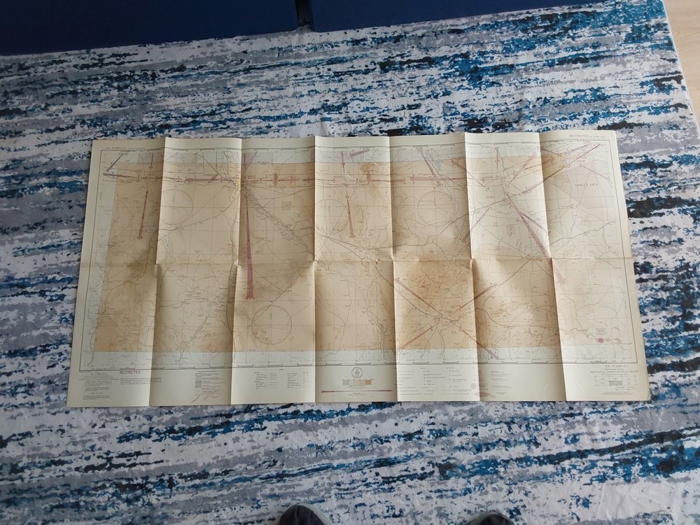 1944 WWII Sectional Aeronautical Chart Pilot Map El Paso, Marfa TX