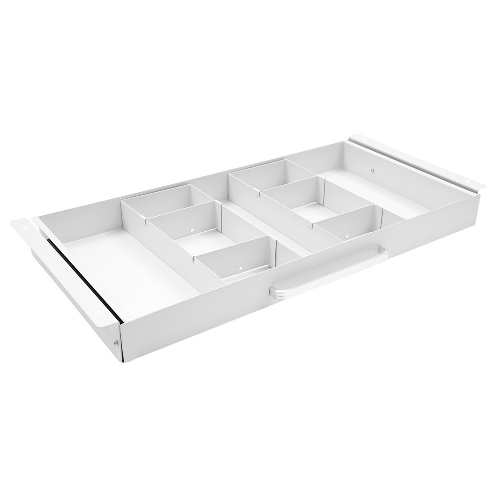 White 21.5" Under Desk Mounted Sliding Pull-out Drawer For Standing Desks