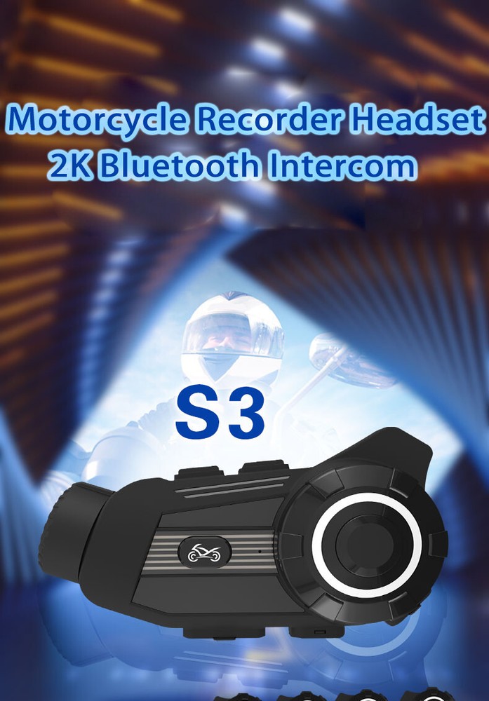2PCS Pro Bluetooth Motorcycle 2K Camera Recorder+Helmet Headset Intercom