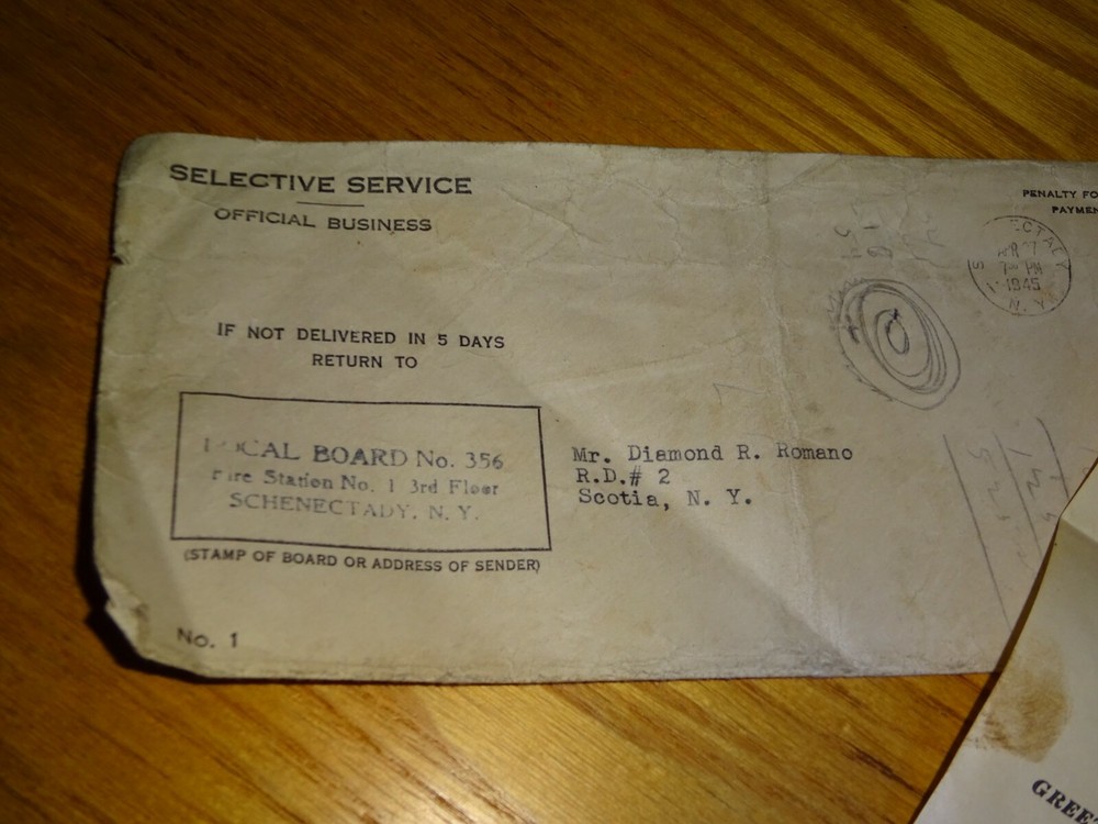 1945 Original WW2 Selective Service Order To Report letter and envelope
