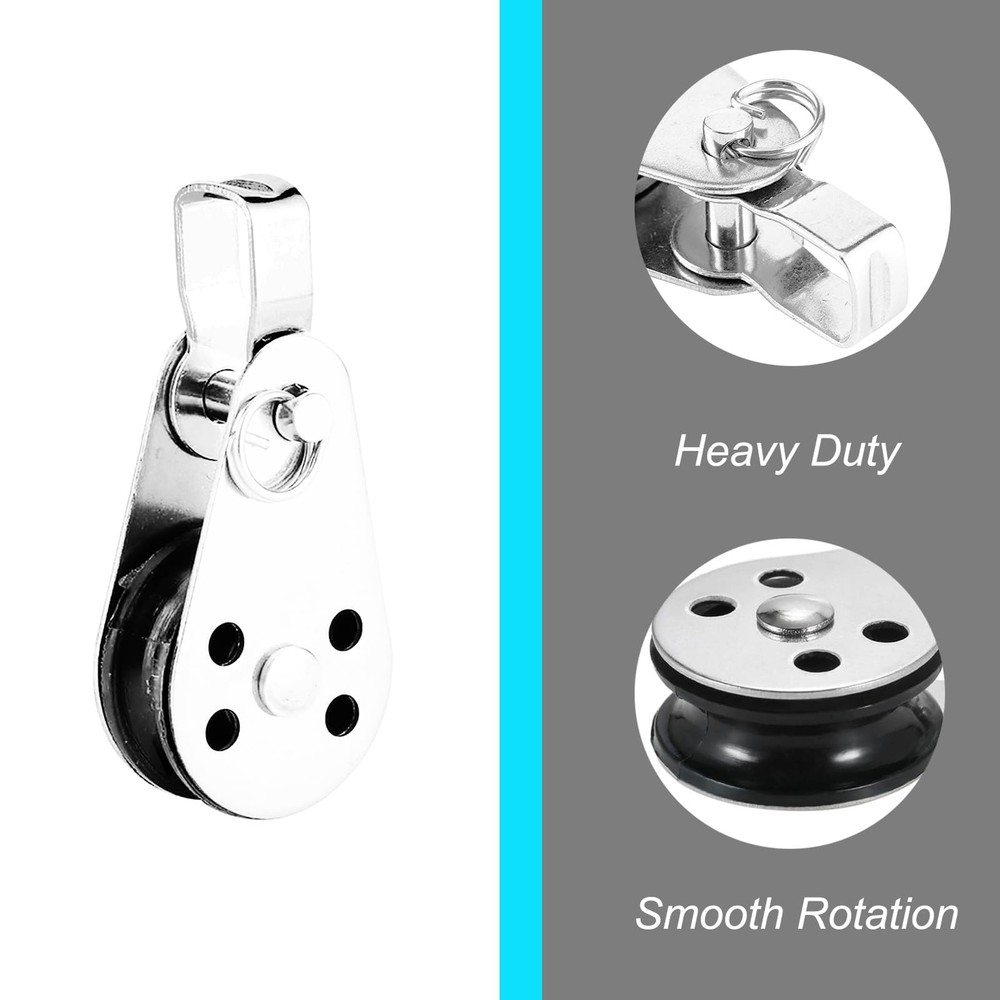 2 PCS Durable Stainless Rope Pulley Loading Nylon Roller, Block Snatch Single