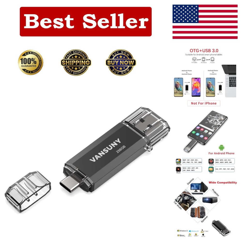 High-Speed 256GB USB C Flash Drive – Compact, Temperature-Proof Storage Solution