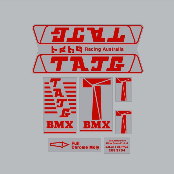 TAJG - Red Decal set - Old school bmx