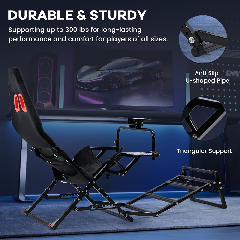 Supllueer Foldable Racing Simulator Cockpit Fits Logitech G920 Moza Thrustmaster