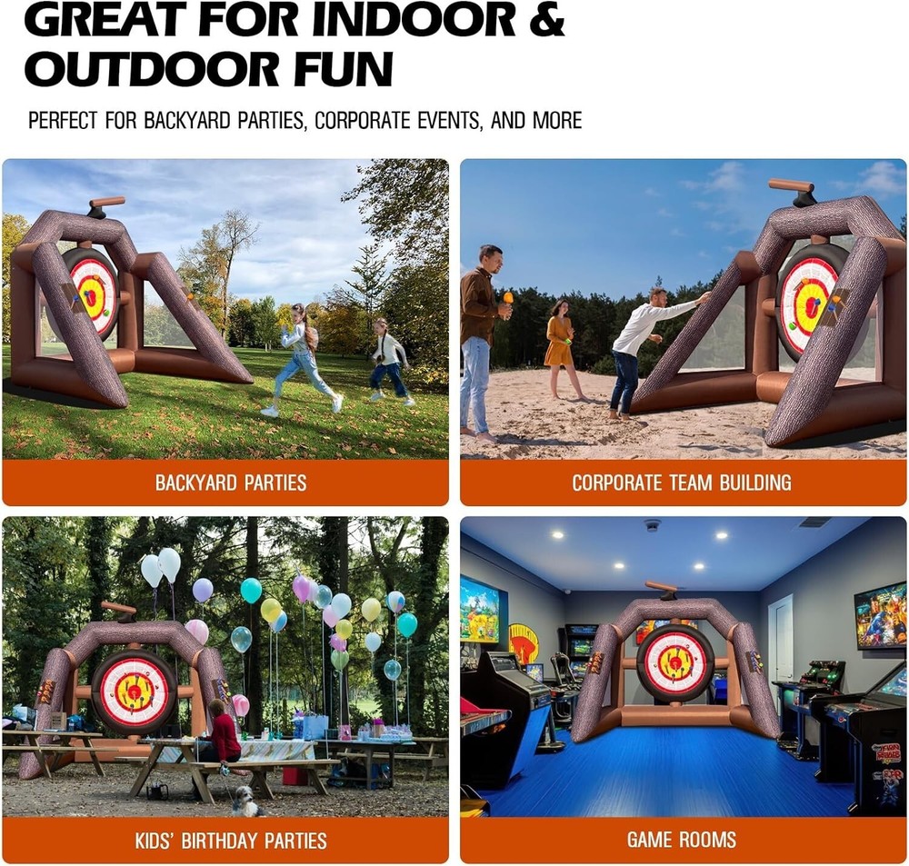 OZIS Inflatable Axe Throwing Game ，Inflatable Ball Toss Target Dart Board