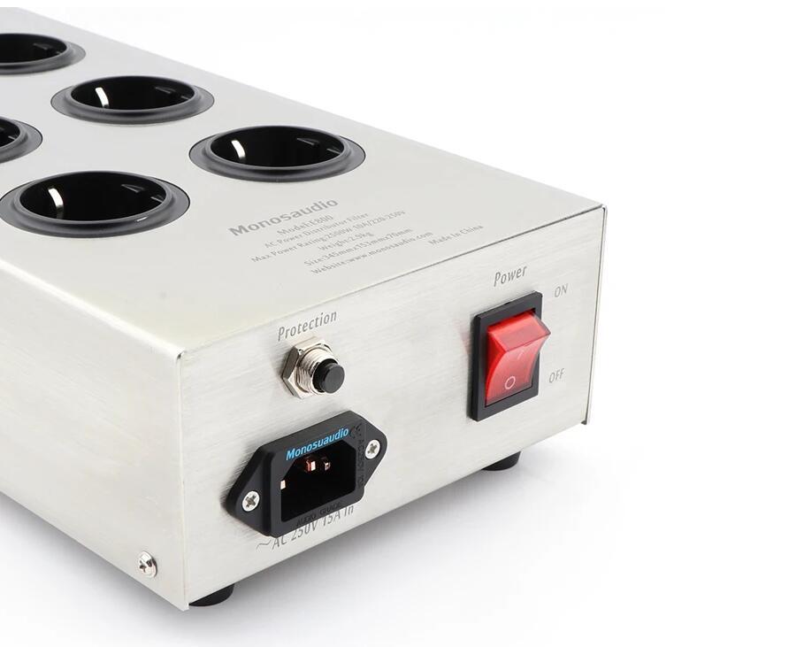 AC 220-250V HIFI E800HiFi Power Filter Device Schuko Socket 8 Way AC Power