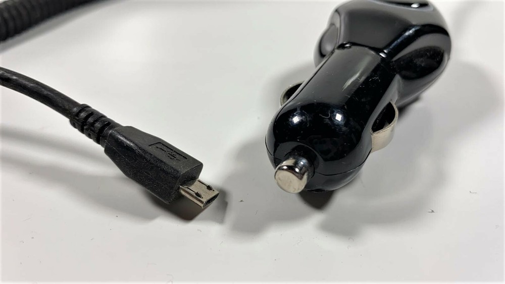 Universal Coiled Car charger with Micro-USB Connector - Black