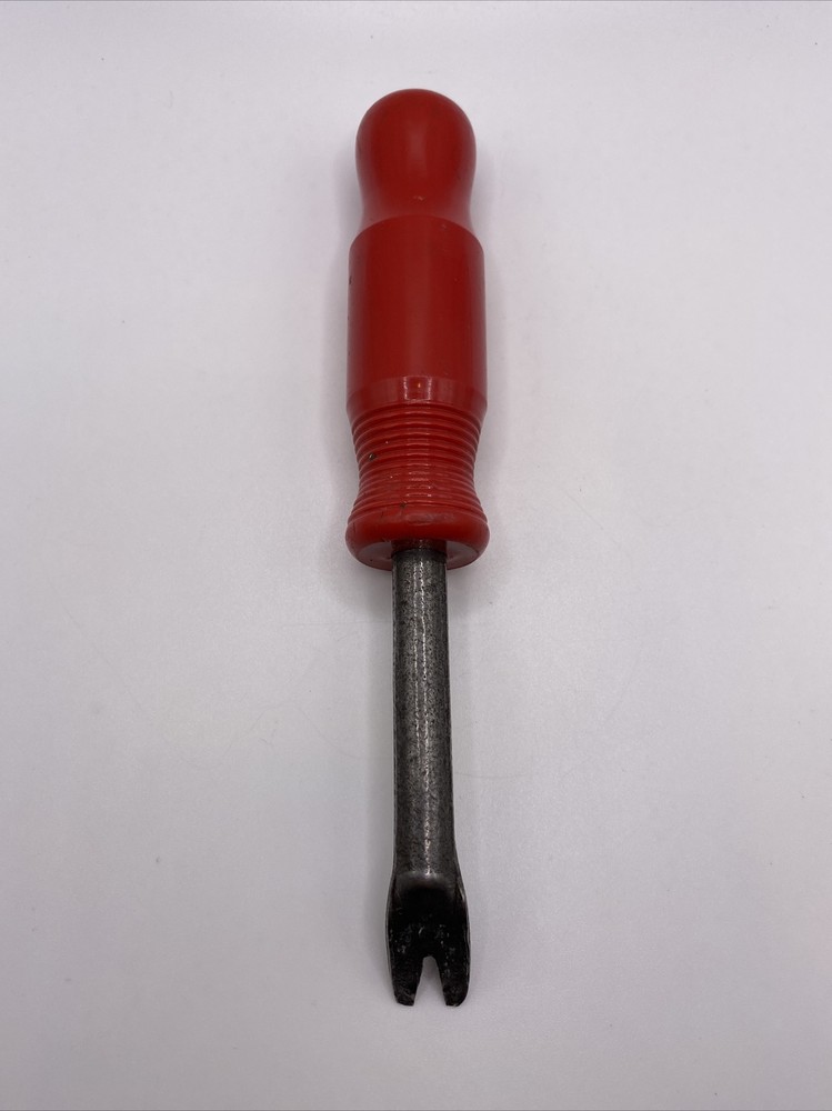 Vintage 7" G.W. Mount Upholsterer’s Tack Puller / Hand Tool Red Handle EUC