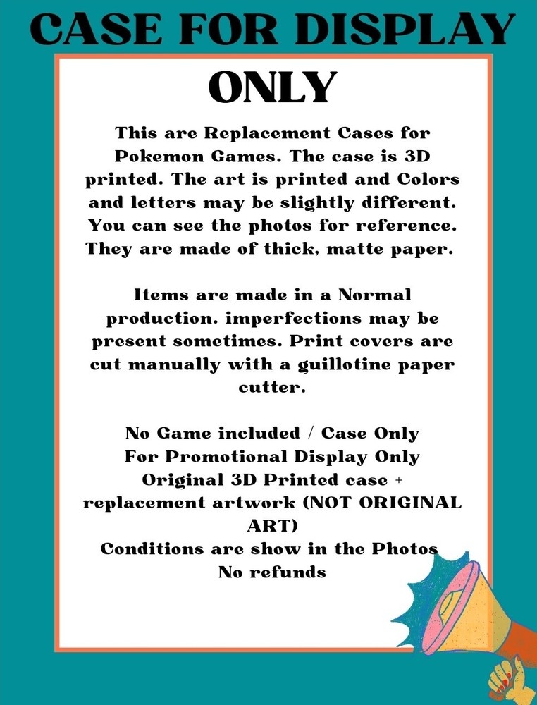 Replacement Case For Pokemon Soul Silver Version Nintendo DS