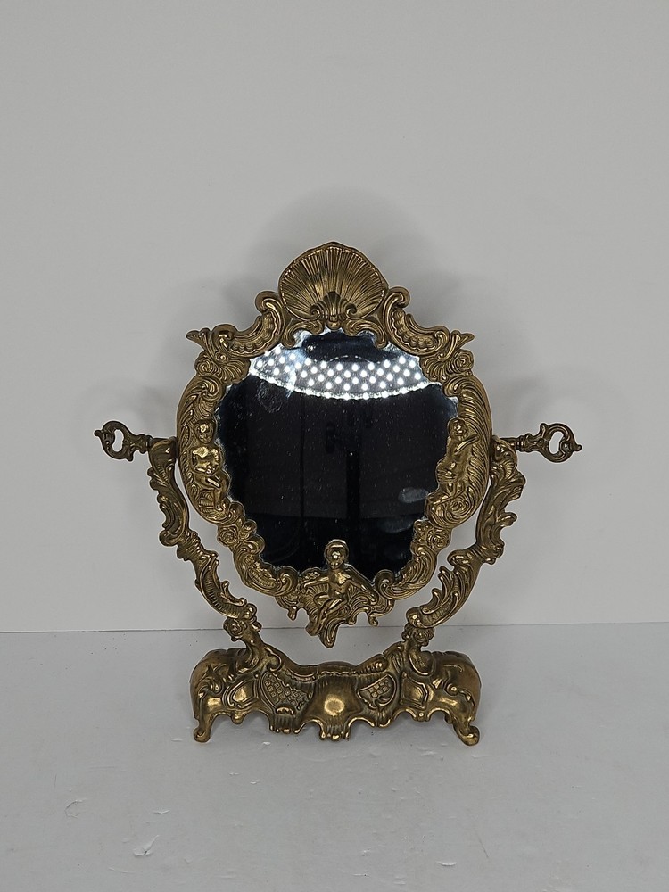 1940 ORNATE ITALIAN MIRROR SOLID BRASS FRAME