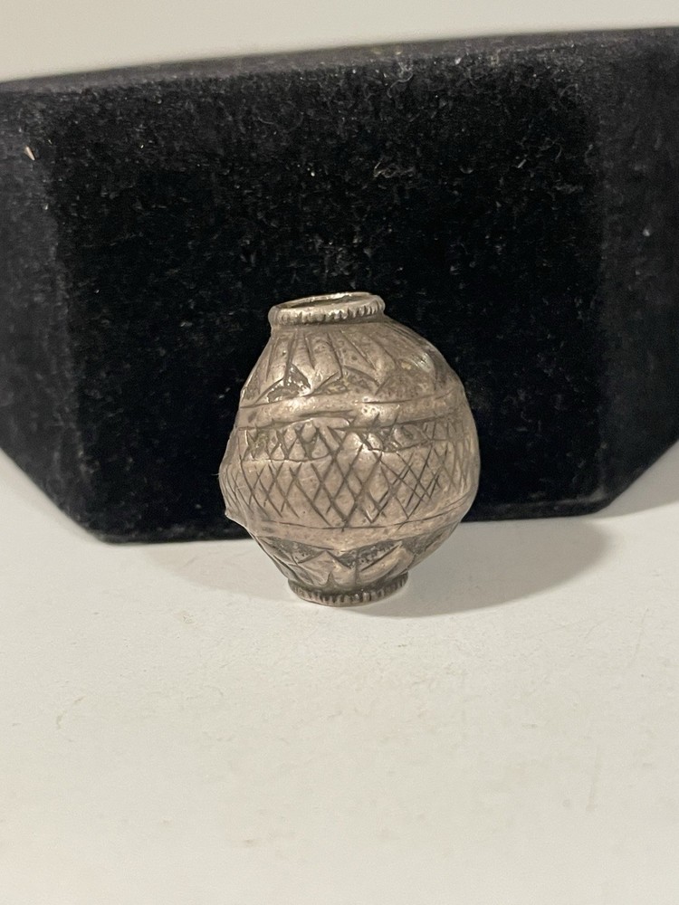 Antique Turkmen Silver Etched Bead