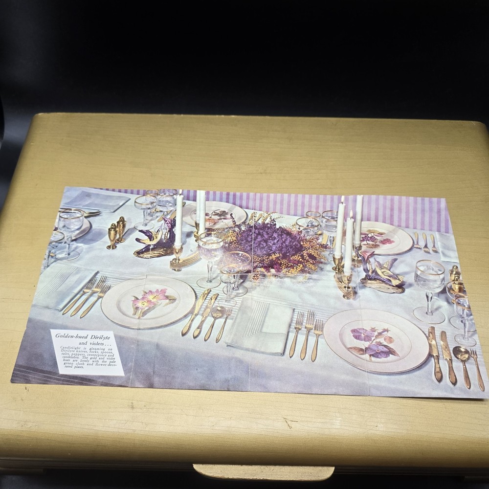 Dirilyte Regal Flatware Gold Dinnerware 93 Piece Vintage With Case Paperwork