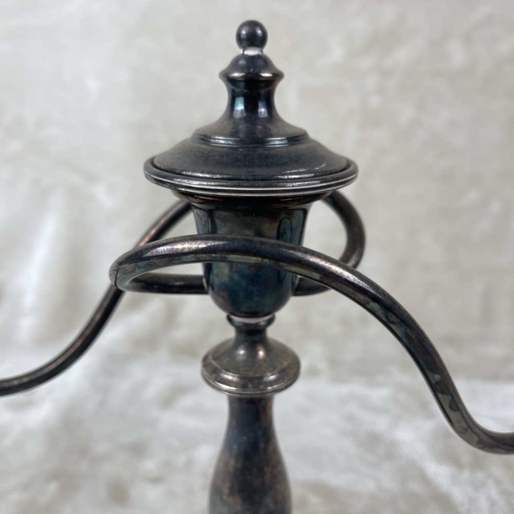 Vintage Silver-plate 3 Candle Twisted Arm Candlestick