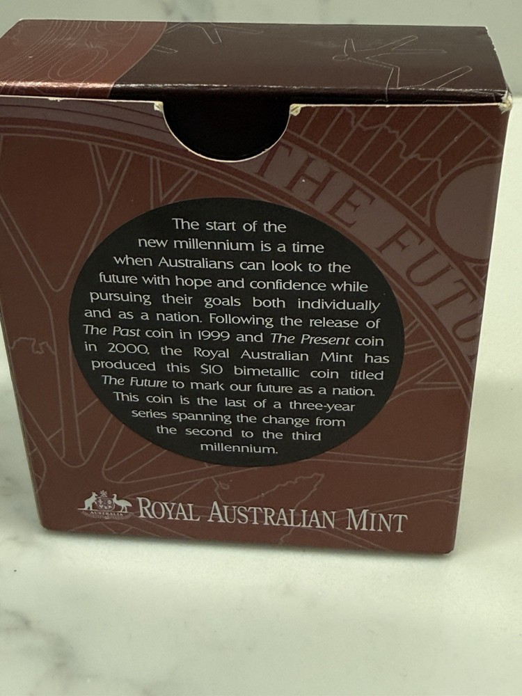 2001 The Future Fine Silver Proof Coin - Millennium - RAM Copper Ring $10 Dollar