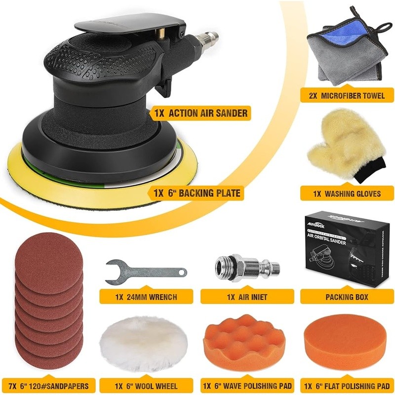 2025 Pneumatic Air Orbital Sander Adjustable Speed Dual Action Tools Accessories