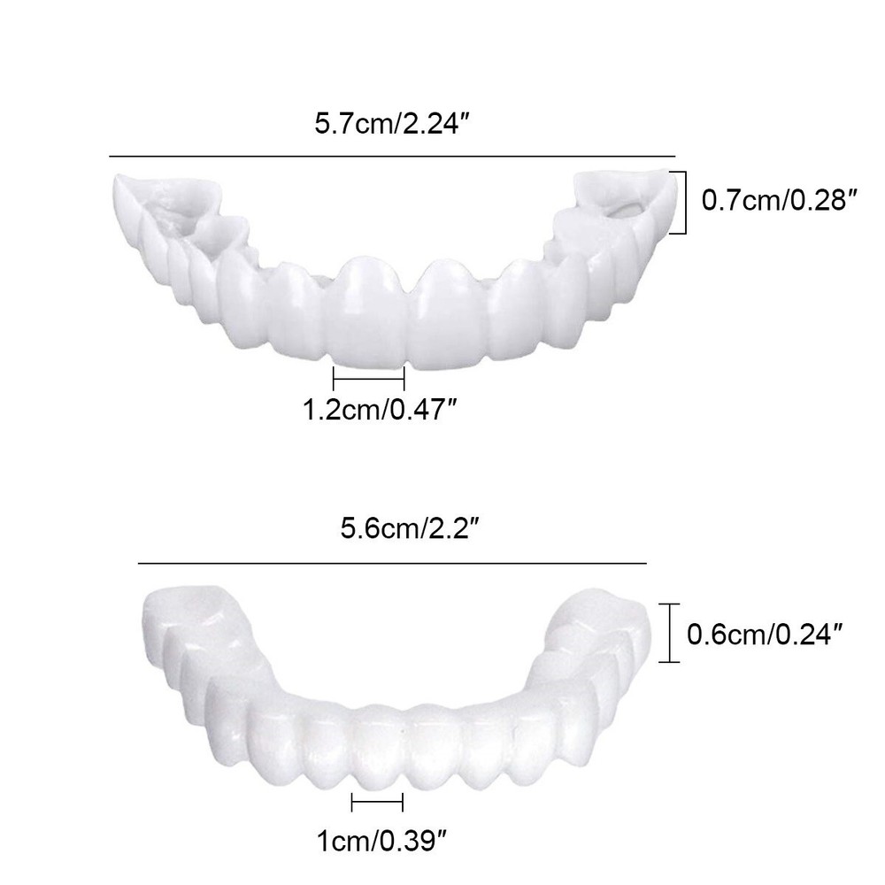 Snap On Veneers Upper & Lower Set - Instant False Teeth Covers No Adhesive jmbj