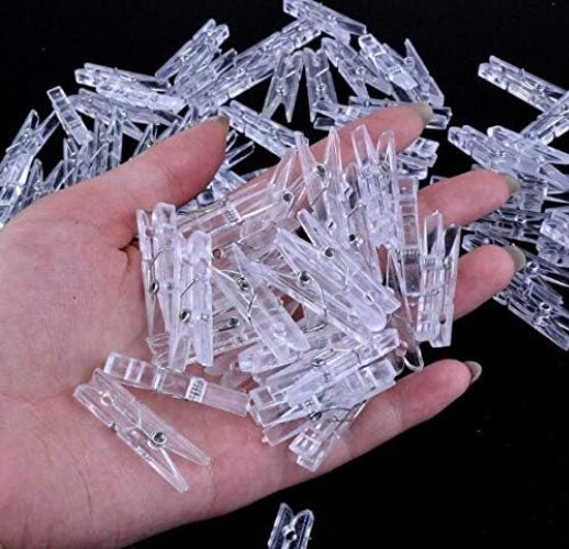 50PCS Clear Mini Spring Clips for Photos, Crafts & Laundry - Compact & Durable